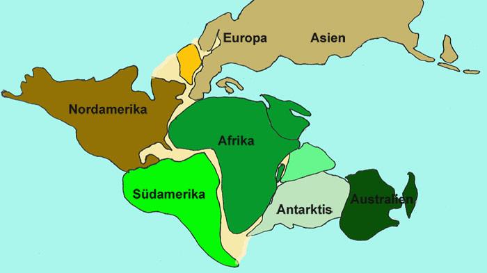 Gondwana umfasste vor ca. 40 Millionen Jahre die damals in einer Landmasse zusammenhÃ¤ngenden Kontinente SÃ¼damerika, Afrika, Antarktis, Australien, Madagaskar und Indien.